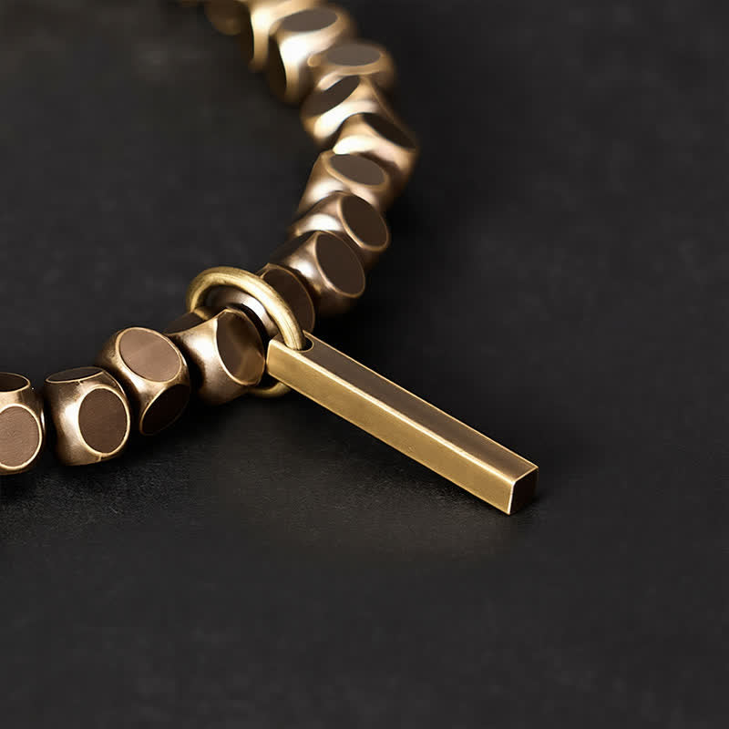 Buddha Stones 4mm Small Square Shape Beads Brass Healing Bracelet - image 3