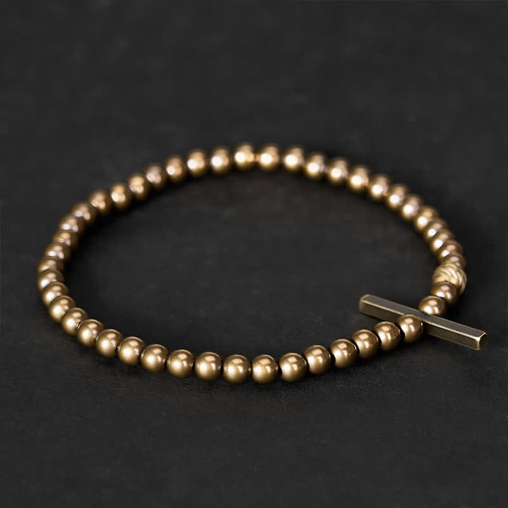Buddha Stones 4mm Small Round Shape Beads Brass Healing Bracelet - image 2