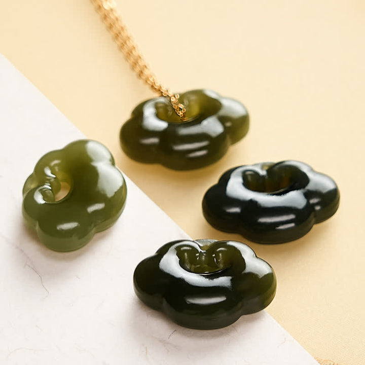 Buddha Stones Jade Auspicious Cloud Lock Luck Vintage Pendant Necklace - image 8