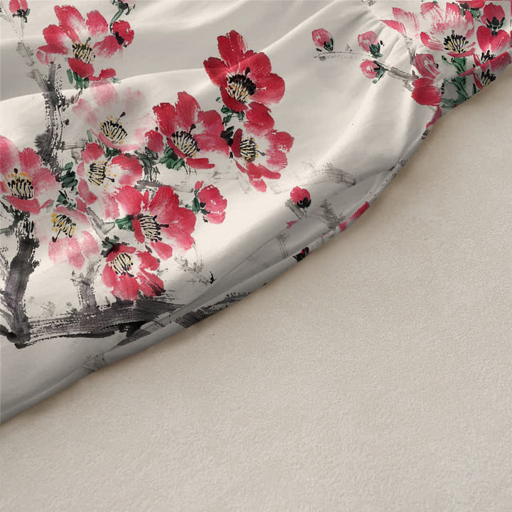 Buddha Stones Summer Casual Pink Blossom Branches Pattern Women's Summer Sleeveless Midi Dress With Pockets - image 3