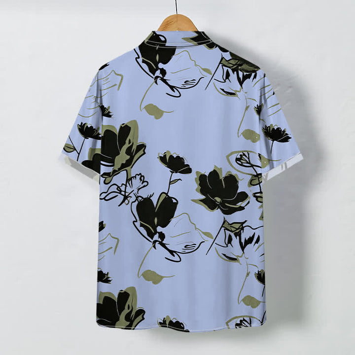 Buddha Stones Abstract Floral Botanical Pattern Buttons Breathable Men's Short Sleeve Shirt - image 4