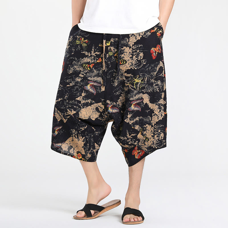 Buddha Stones Summer Boho Casual Drawstring Abstract Geometry Capri Pants Men's Harem Pants With Pocket - Black - US/UK/AU46，EU56 (5XL) - image 24