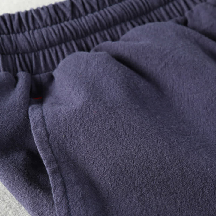 Buddha Stones Summer Casual Minimalist Drawstring Solid Cotton Linen Men's Shorts With Pockets - image 11