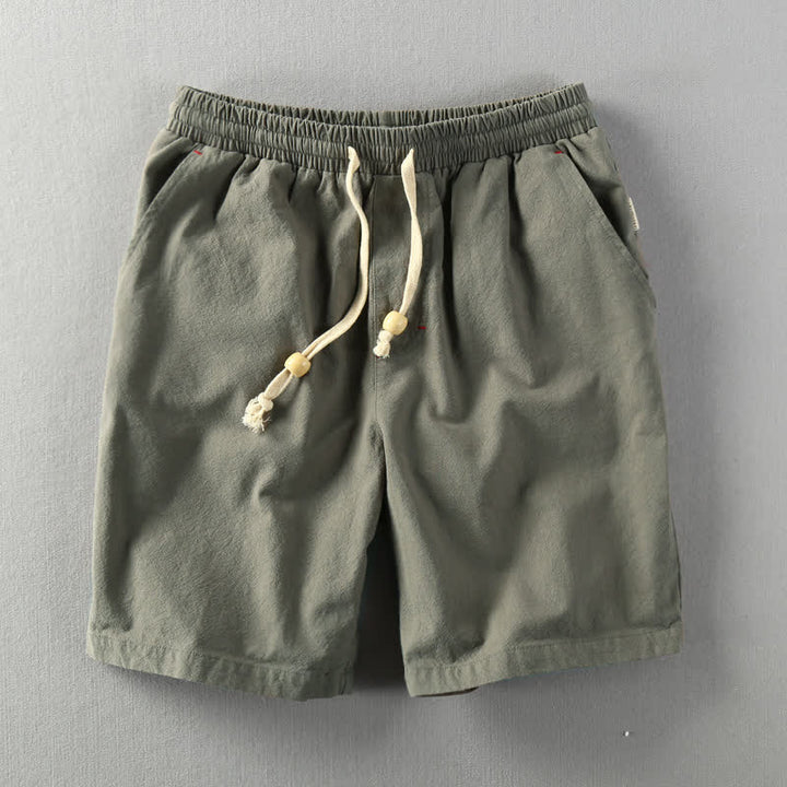 Buddha Stones Summer Casual Minimalist Drawstring Solid Cotton Linen Men's Shorts With Pockets - DarkOliveGreen - US/UK/AU48，EU58 (6XL) - image 14