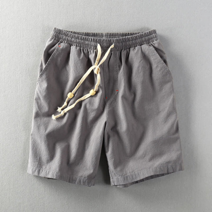 Buddha Stones Summer Casual Minimalist Drawstring Solid Cotton Linen Men's Shorts With Pockets - DarkGray - US/UK/AU48，EU58 (6XL) - image 12