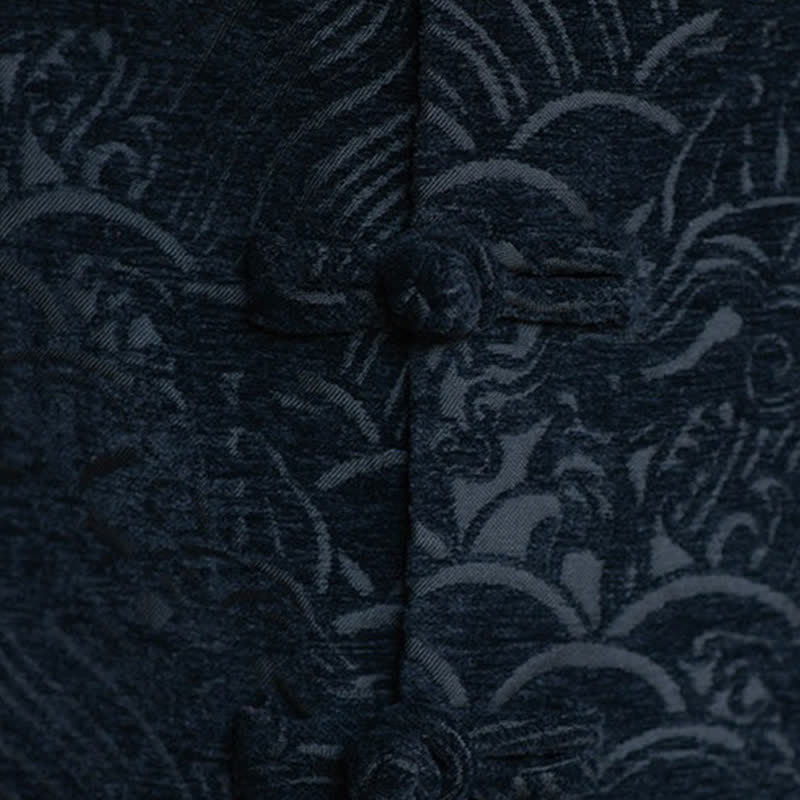 Buddha Stones Fall Tang Style Vintage Mandarin Collar Frog Button Abstract Jacquard Men's Sleeveless Shirts - image 11