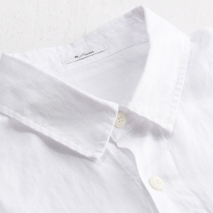 Buddha Stones Summer Casual Minimalist Button-Up Stand Collar Solid Men's Short Sleeve Shirts - image 18