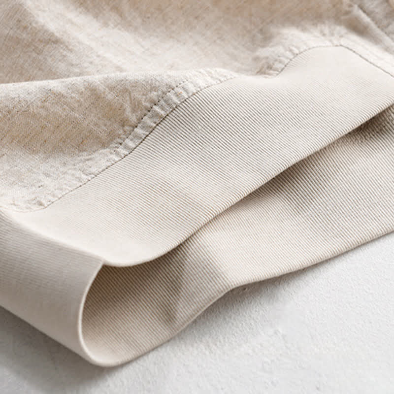 Buddha Stones Summer Casual Minimalist Button-Up Stand Collar Solid Men's Short Sleeve Shirts - image 14