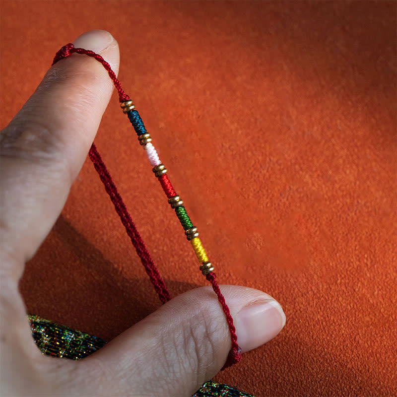Buddha Stones Hand Woven Colorful Red String Protection Tibetan Adjustable Bracelet - image 1