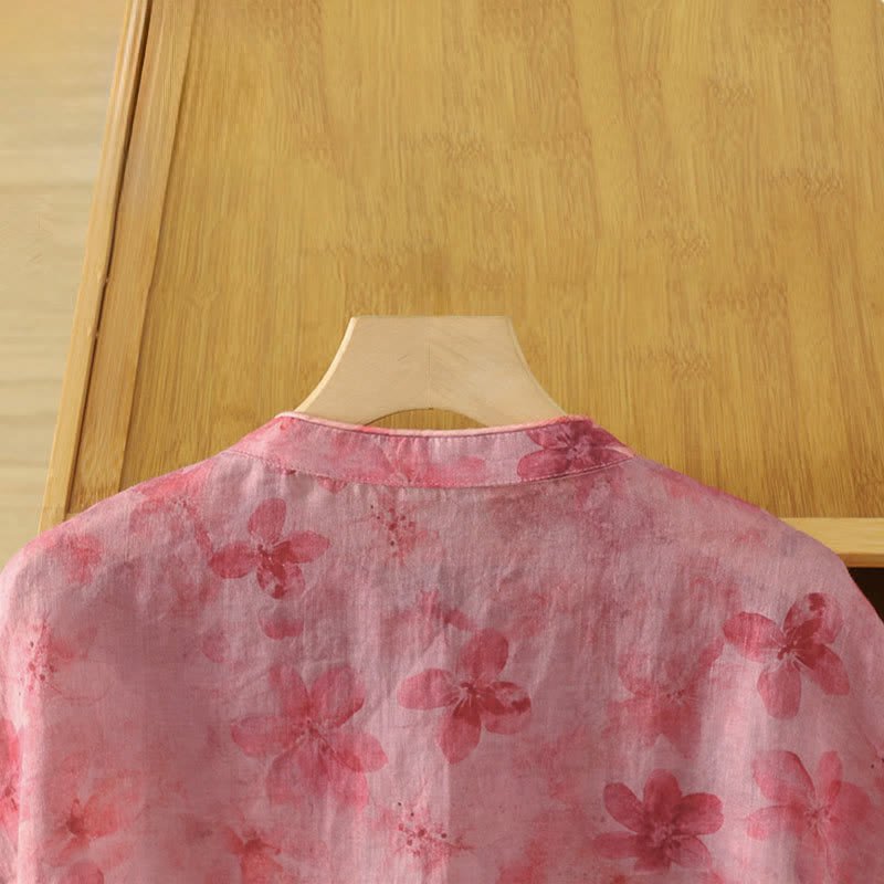 Buddha Stones Summer Tang Style Vintage Frog Button Orchid Floral Women's Sleeveless Shirts Tank Top - image 35