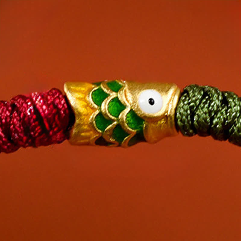 Buddha Stones 999 Gold Braided Colorful Red Green String Koi Fish Luck Bracelet Anklet - image 17