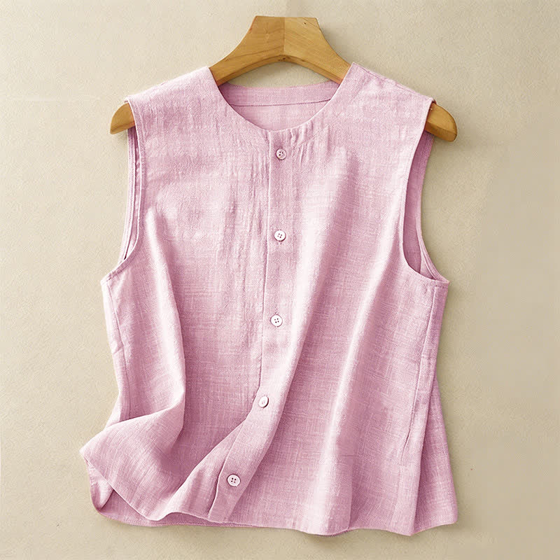 Buddha Stones Summer Casual Minimalist Button-Up Solid Tank Top Women's Sleeveless Shirts - LavenderBlush - US8-10, UK/AU12-14, EU40-42 (2XL) - image 12