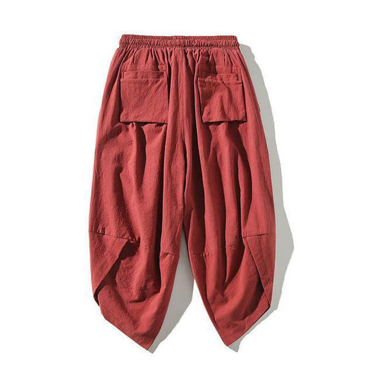Buddha Stones Summer Tang Style Drawstring Koi Fish Capri Pants Men's Harem Pants With Pocket - image 1