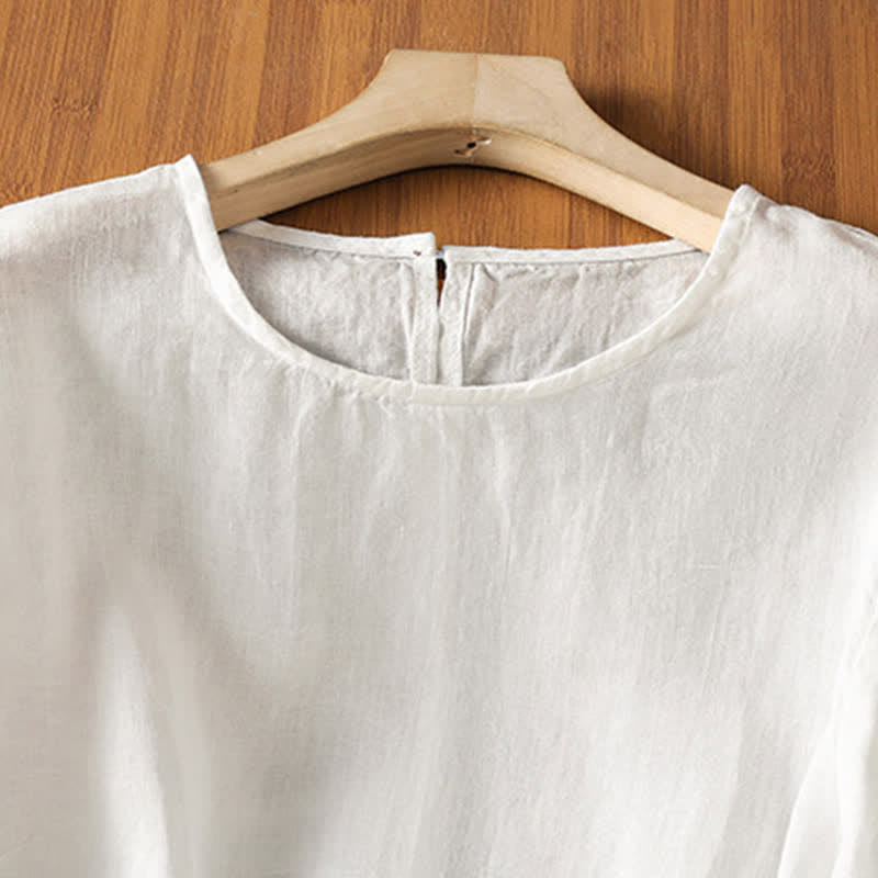 Buddha Stones Summer Casual Minimalist Solid Flared Hem Women's Short Sleeve T-Shirts - image 19