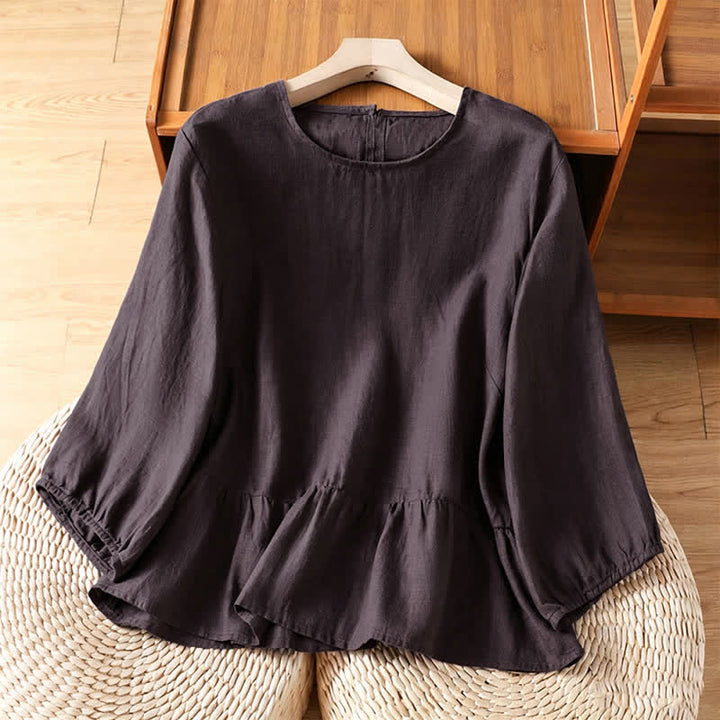Buddha Stones Summer Casual Minimalist Solid Flared Hem Women's Short Sleeve T-Shirts - Purple - US12, UK/AU16, EU44 (2XL) - image 9