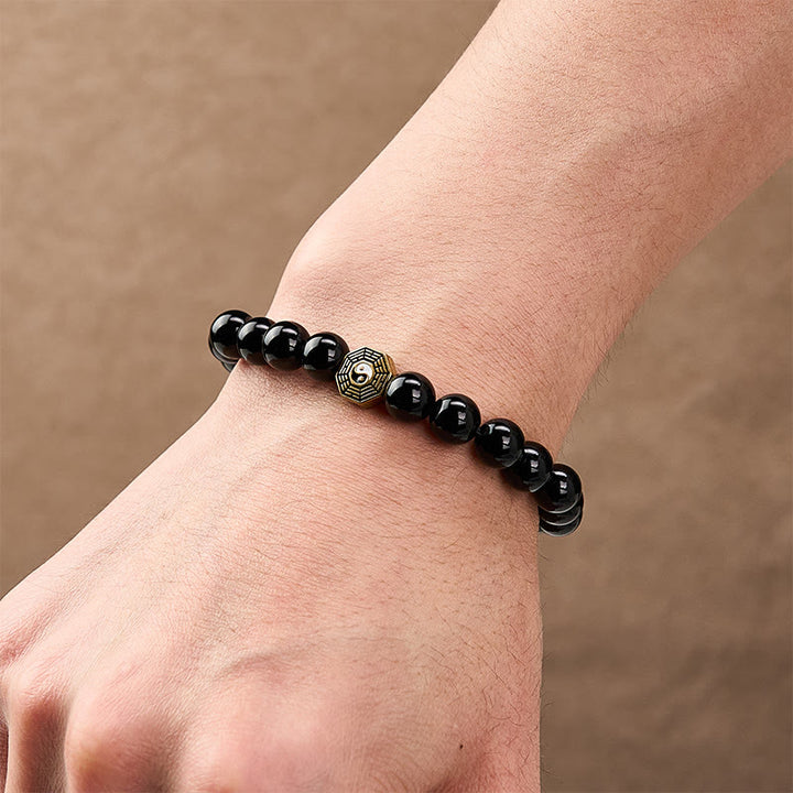 Buddha Stones Black Onyx Bagua Balance Charm Beaded Bracelet - image 9