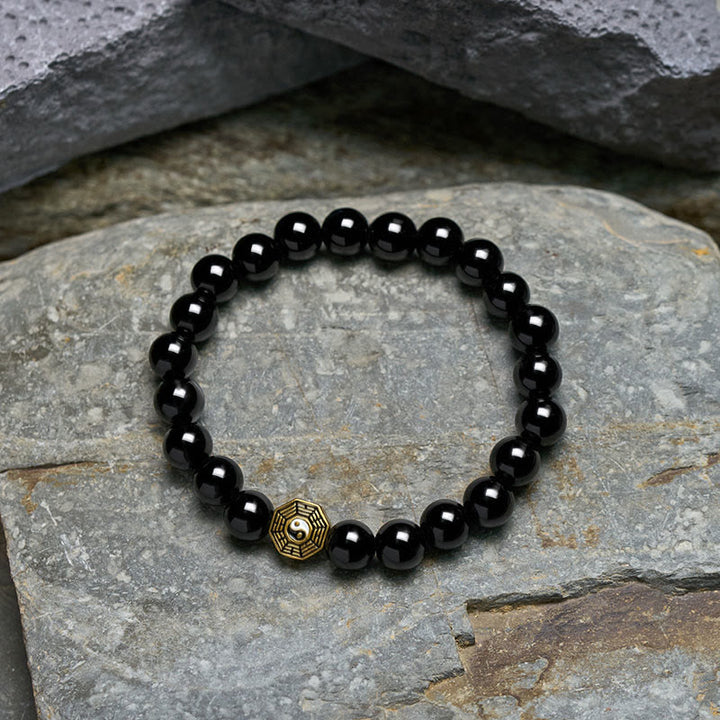 Buddha Stones Black Onyx Bagua Balance Charm Beaded Bracelet - image 4