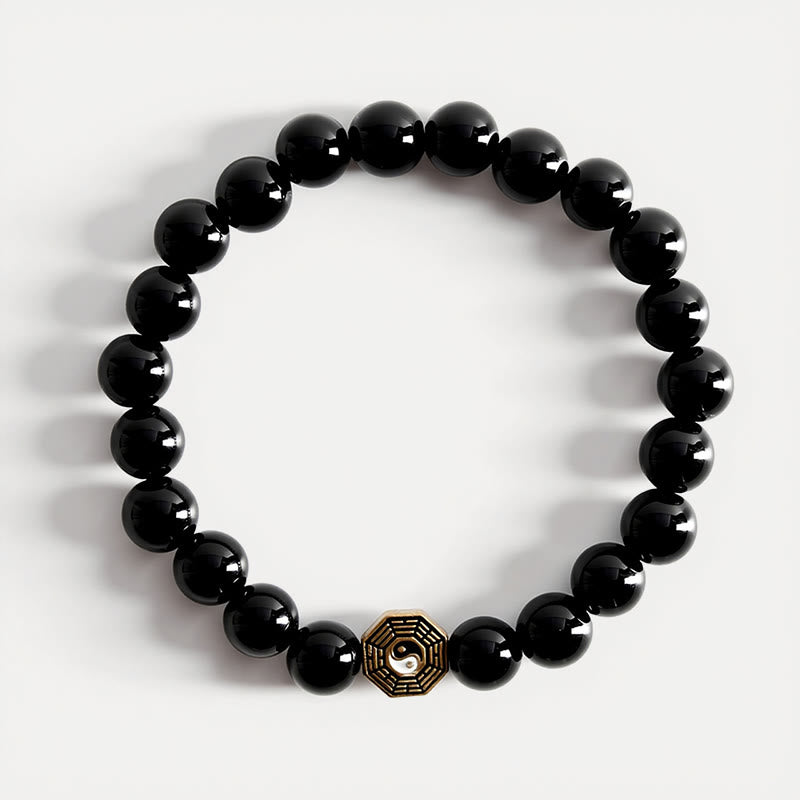 Buddha Stones Black Onyx Bagua Balance Charm Beaded Bracelet - image 3