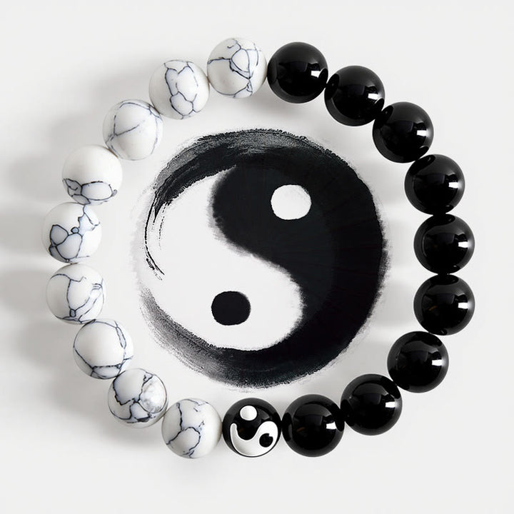 Buddha Stones Liuli Glass Bead Yin Yang Balance Round Bead Bracelet - Yin Yang (Harmony ♥ Balance) - image 0