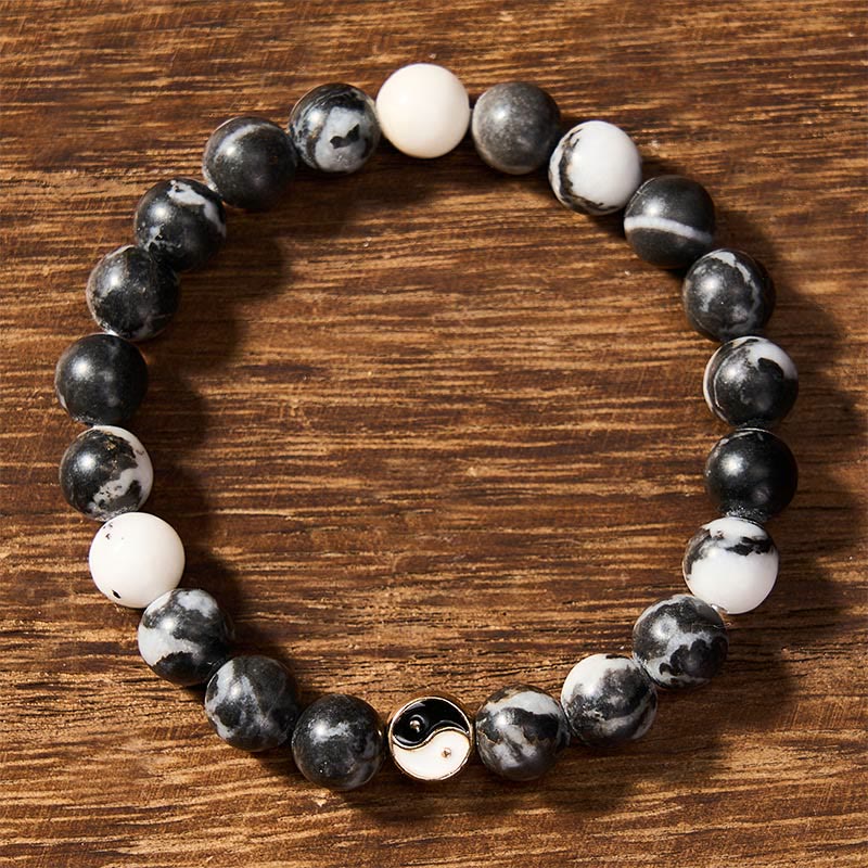 Buddha Stones Orca Agate Yin Yang Harmony Round Bead Bracelet - image 2