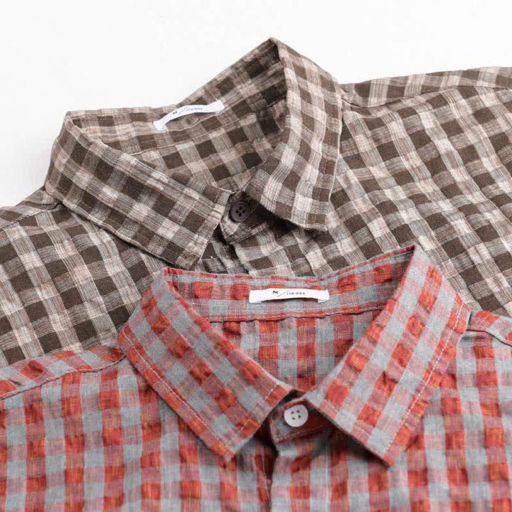 Buddha Stones Summer Casual Vintage Button-Up Plaid Men's Short Sleeve Shirts - image 11