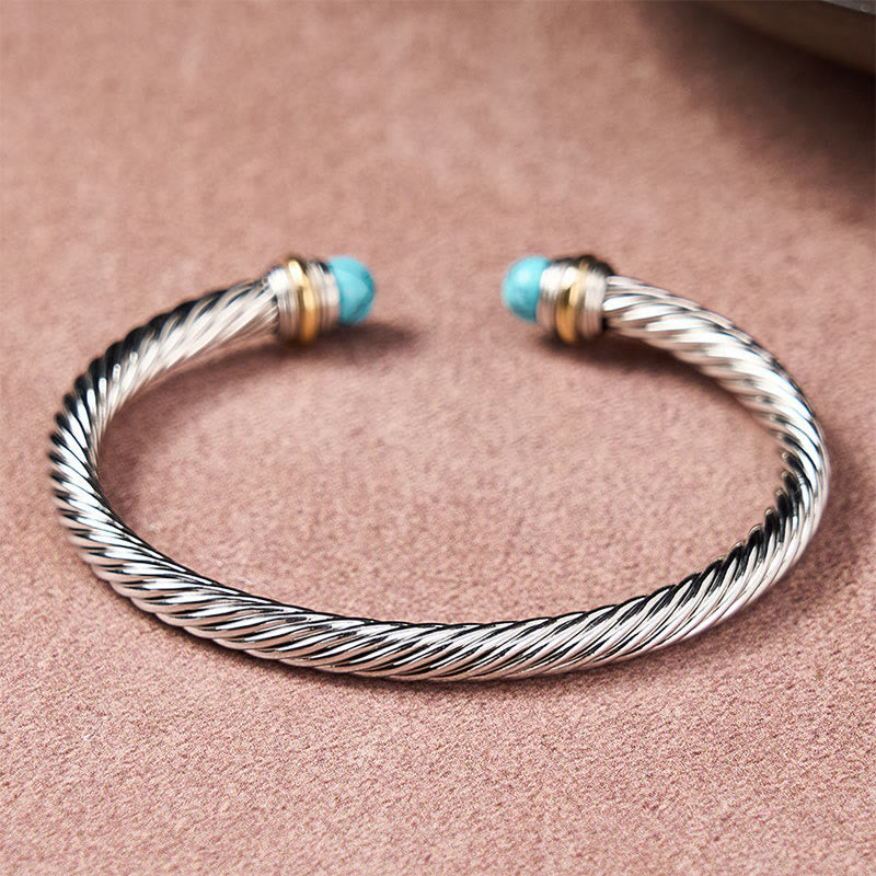 Buddha Stones Copper Turquoise Black Onyx Spiral Growth Open Cuff Bracelet - image 1
