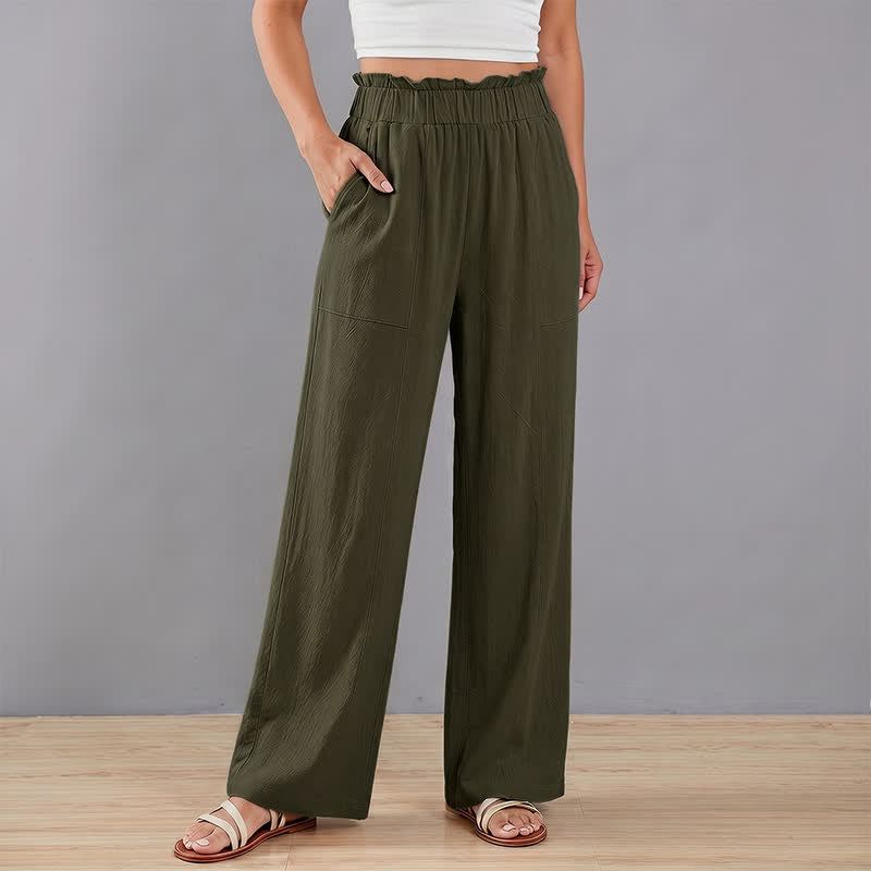 Buddha Stones Spring Summer Casual Minimalist Solid Drawstring Long Pants Women's Straight Leg Pants With Pockets - image 17