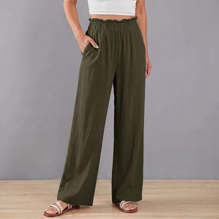 Buddha Stones Spring Summer Casual Minimalist Solid Drawstring Long Pants Women's Straight Leg Pants With Pockets - image 17