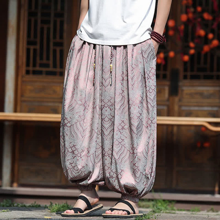 Buddha Stones Summer Casual Boho Abstract Ankle Pants Men's Harem Pants - image 5
