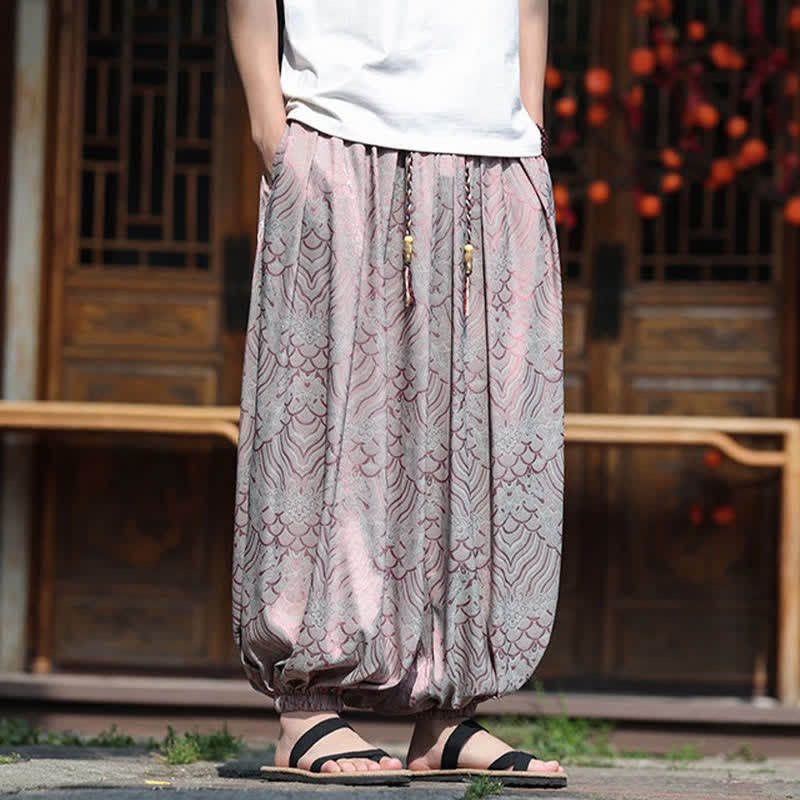 Buddha Stones Summer Casual Boho Abstract Ankle Pants Men's Harem Pants - image 2