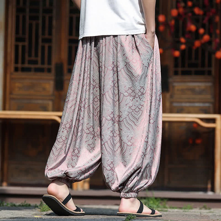 Buddha Stones Summer Casual Boho Abstract Ankle Pants Men's Harem Pants - image 4