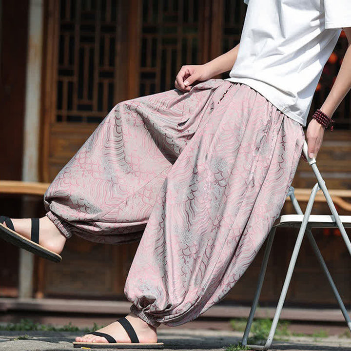 Buddha Stones Summer Casual Boho Abstract Ankle Pants Men's Harem Pants - image 8
