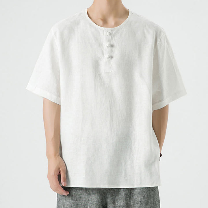 Buddha Stones Spring Summer Casual Minimalist Button-Up Solid Men's Short Sleeve Shirts - White - US/UK/AU46，EU56 (5XL) - image 38
