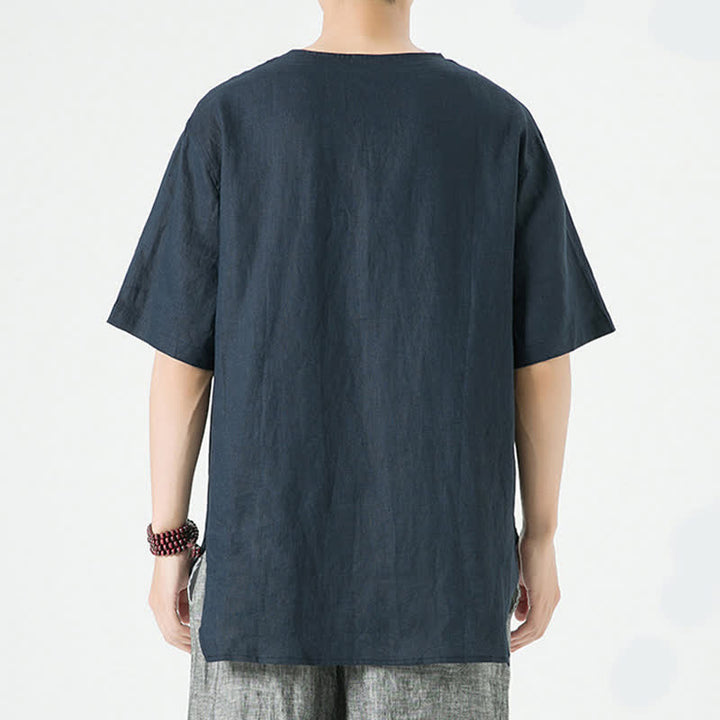 Buddha Stones Spring Summer Casual Minimalist Button-Up Solid Men's Short Sleeve Shirts - image 24