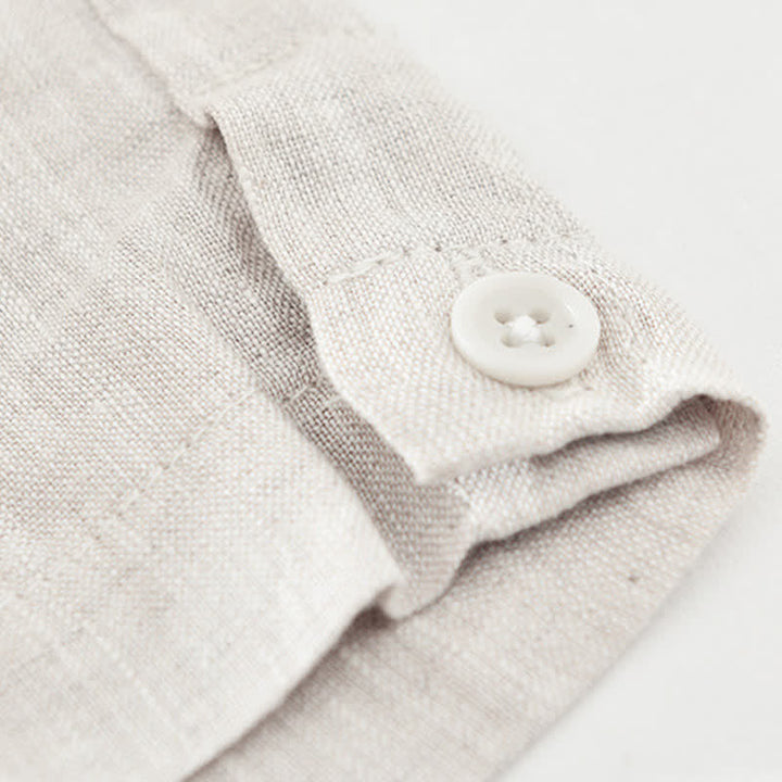 Buddha Stones Summer Casual Minimalist Solid Linen Crew Neck Men's Short Sleeve T-Shirts - image 7
