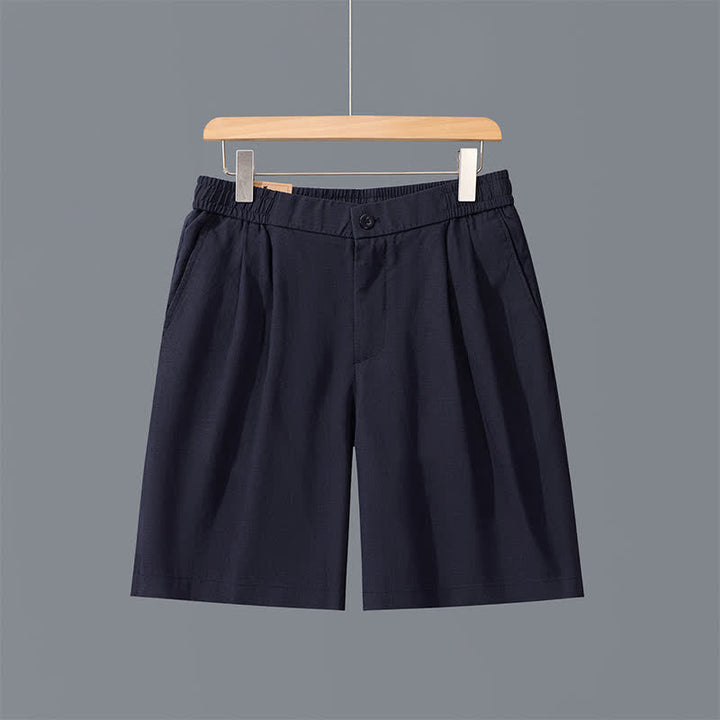 Buddha Stones Summer Casual Minimalist Solid Zipper Design Men's Shorts With Pockets - MidnightBlue - US/UK/AU42，EU52 (3XL) - image 1
