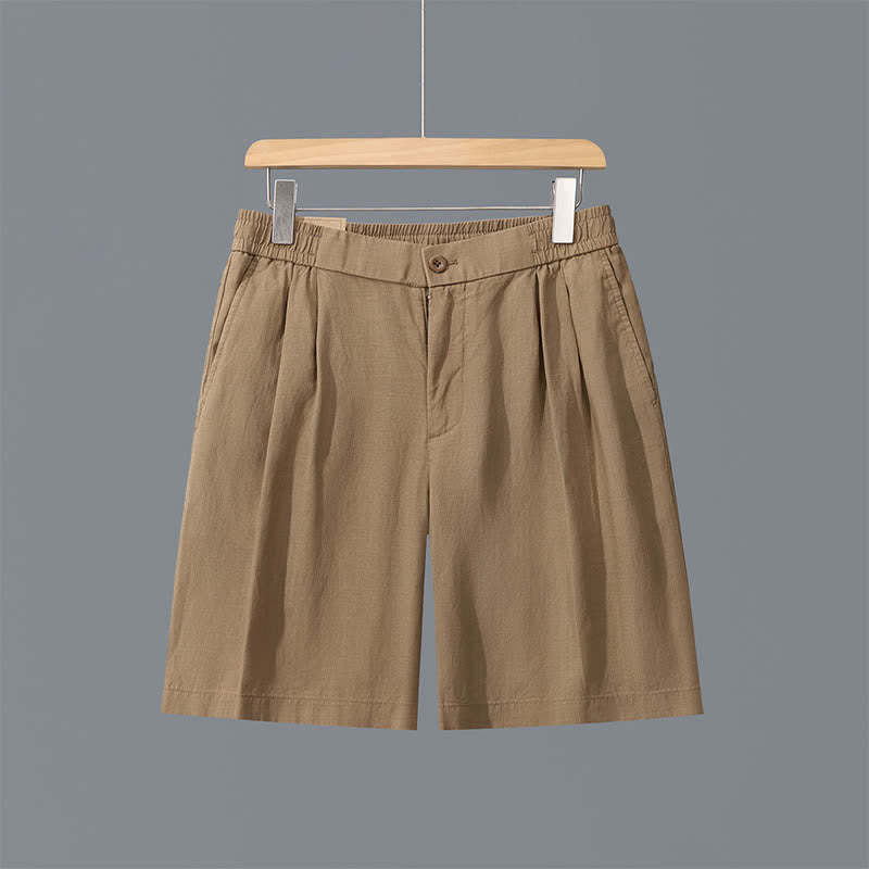 Buddha Stones Summer Casual Minimalist Solid Zipper Design Men's Shorts With Pockets - Tan - US/UK/AU42，EU52 (3XL) - image 0