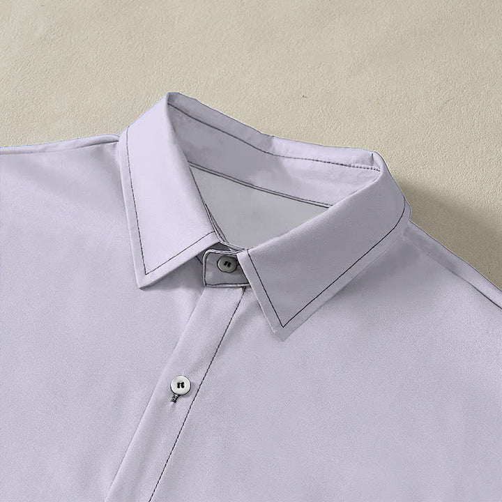 Buddha Stones Ink Floral Calligraphy Seal Pattern Buttons Breathable Men's Short Sleeve Shirt - image 2