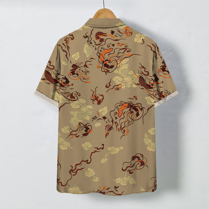 Buddha Stones Abstract Earthtone Swirl Pattern Buttons Breathable Men's Short Sleeve Shirt - image 1
