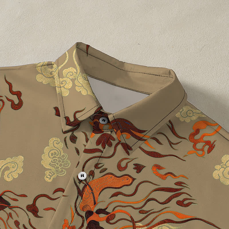 Buddha Stones Abstract Earthtone Swirl Pattern Buttons Breathable Men's Short Sleeve Shirt - image 2