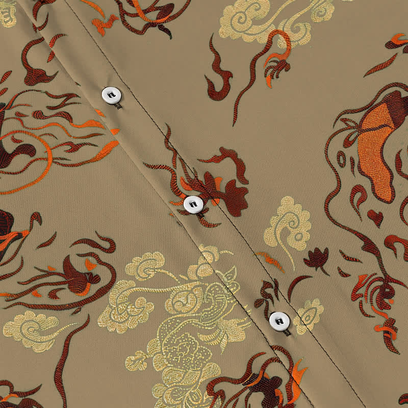 Buddha Stones Abstract Earthtone Swirl Pattern Buttons Breathable Men's Short Sleeve Shirt - image 3
