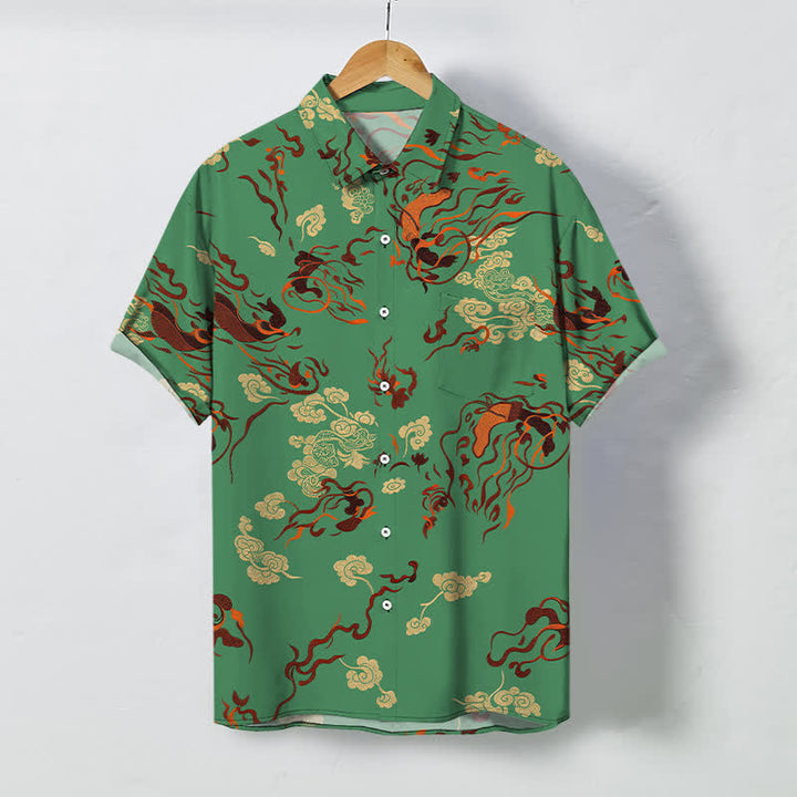 Buddha Stones Abstract Earthtone Swirl Pattern Buttons Breathable Men's Short Sleeve Shirt - SeaGreen - US/UK/AU48，EU58 (4XL) - image 7