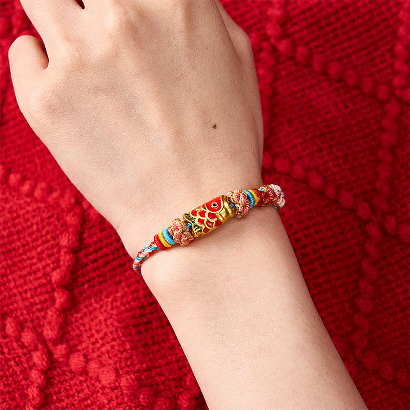 Buddha Stones Hand-Woven Peach Blossom Koi Fish Success Rope Bracelet - image 10