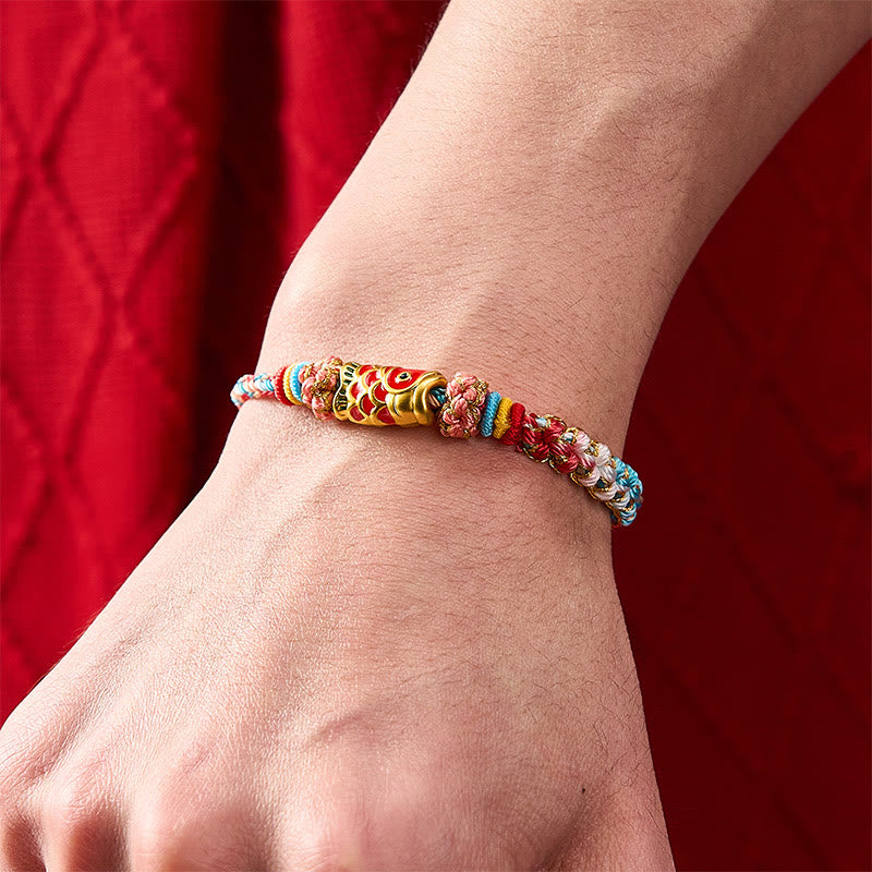 Buddha Stones Hand-Woven Peach Blossom Koi Fish Success Rope Bracelet - image 4