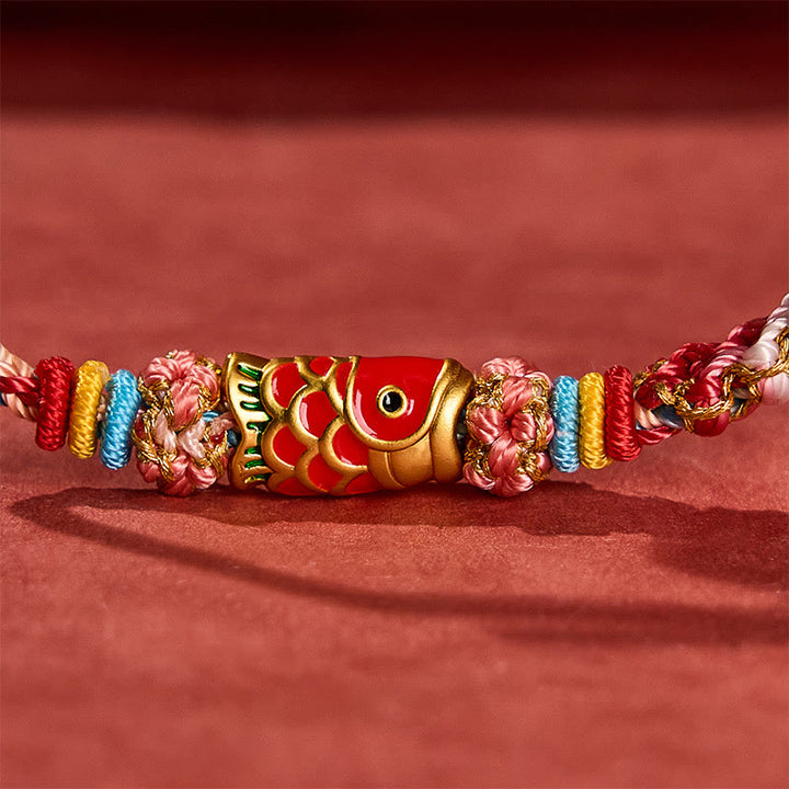Buddha Stones Hand-Woven Peach Blossom Koi Fish Success Rope Bracelet - image 12