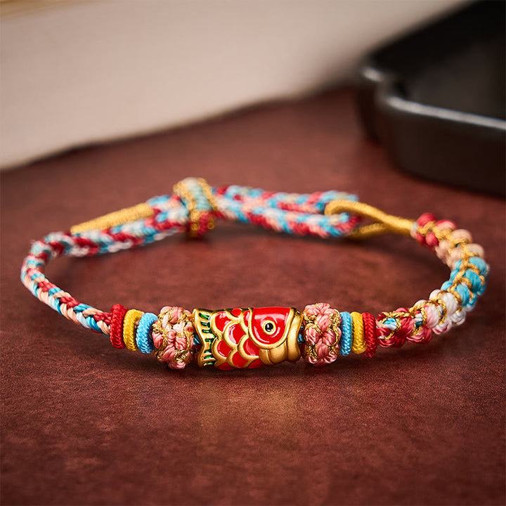 Buddha Stones Hand-Woven Peach Blossom Koi Fish Success Rope Bracelet - image 11