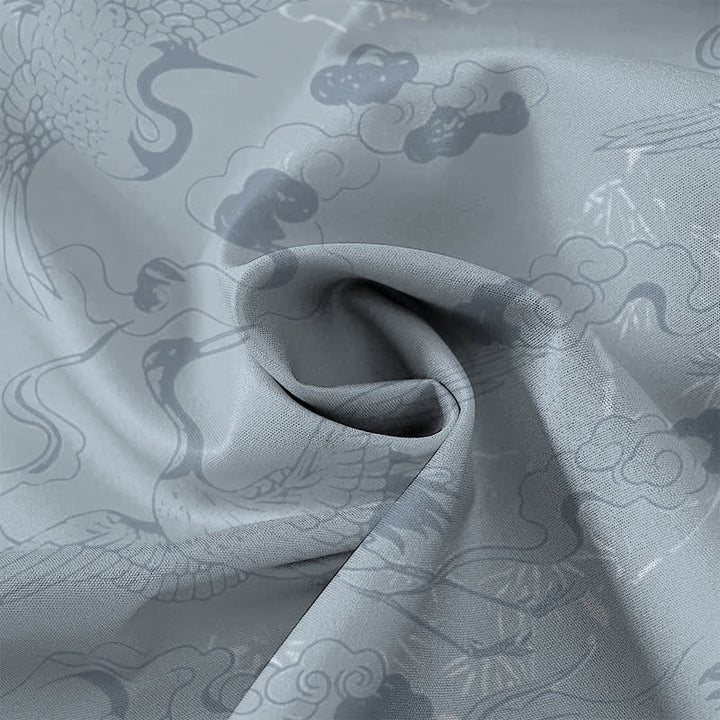 Buddha Stones Cloud Crane Pattern Buttons Breathable Men's Short Sleeve Shirt - image 4