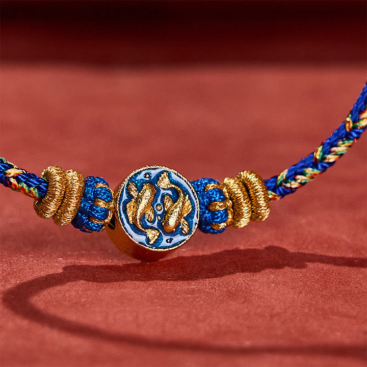 Buddha Stones Hand-Woven String Double Golden Koi Fish Strength Rope Bracelet - image 11
