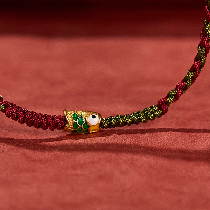 Buddha Stones Braided Colorful Red Green String Koi Fish Luck Bracelet Anklet - image 10