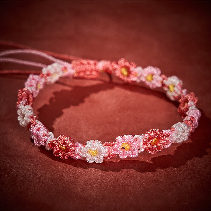 Buddha Stones Hand Woven Pastel Daisy Gradient String Bracelet - Pink(Wrist Circumference: 5.51-6.69  in / 14-17 cm) - image 9